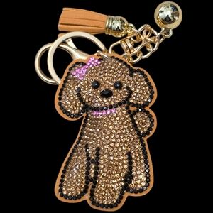 Crystal Dog Bag Charm Keychain